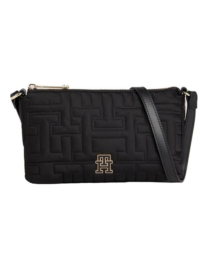Tommy Hilfiger Chic Monogram Quilting Recycled Crossover Bag in Black
