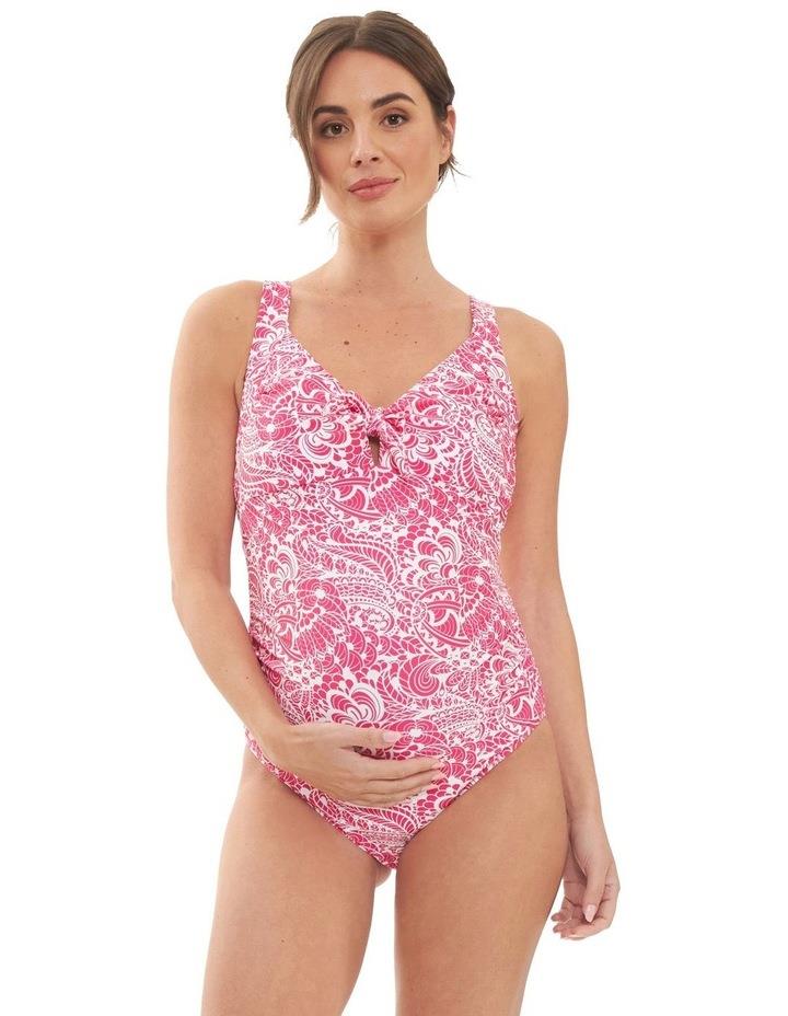 Ripe Janis Tie Front One Piece in Hot Pink/White Assorted XS