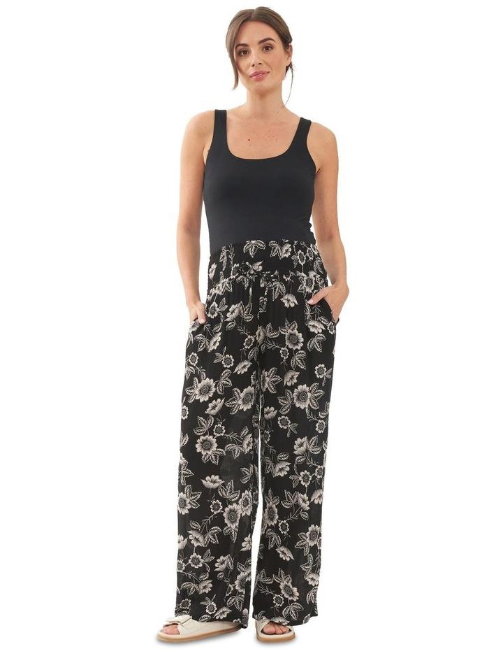 Ripe Trina Shirred Pants in Black/Natural Assorted XS