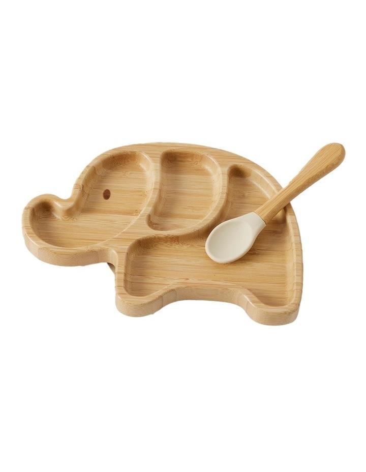 Nordic Kids Fred Bamboo Divider Plate & Spoon Set in Almond Brown