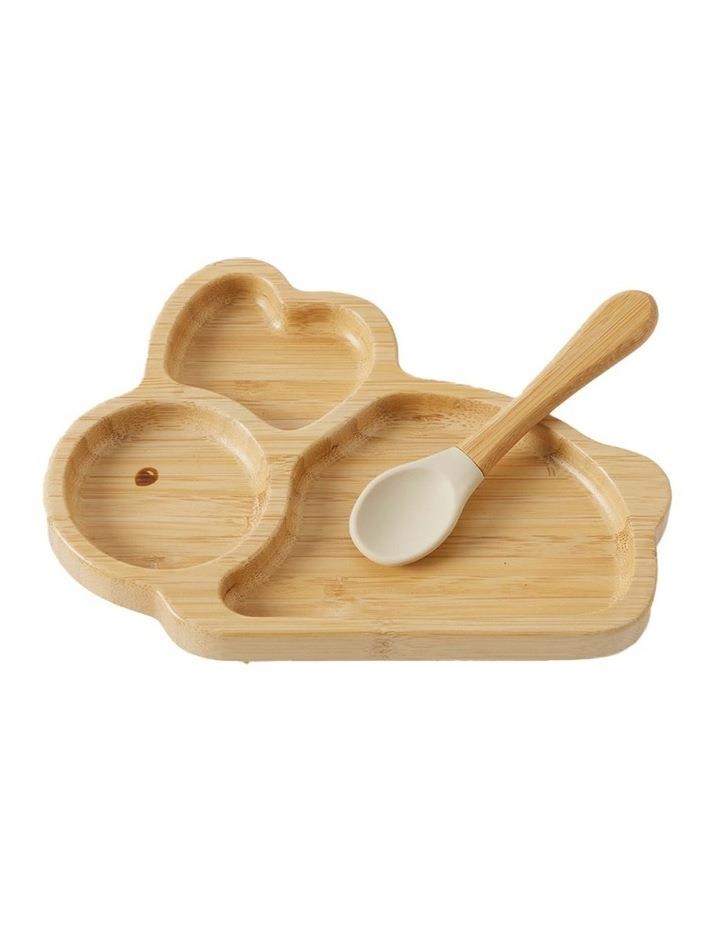 Other Belle Bamboo Divider Plate & Spoon Set in Almond Brown