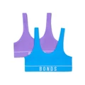 Bonds Kids Original Rib Tank Crop 2 Pack in Lilac/Blue Assorted 10-12
