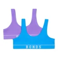 Bonds Kids Original Rib Tank Crop 2 Pack in Lilac/Blue Assorted 12-14