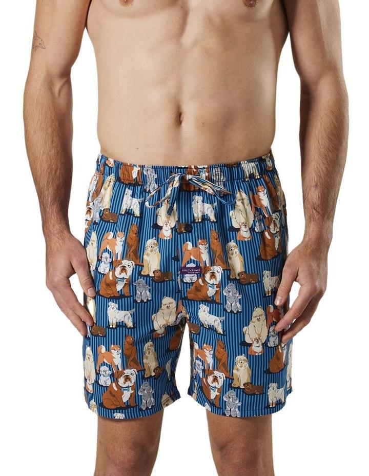 Mitch Dowd Dog Stripe Cotton Sleep Shorts in Blue S