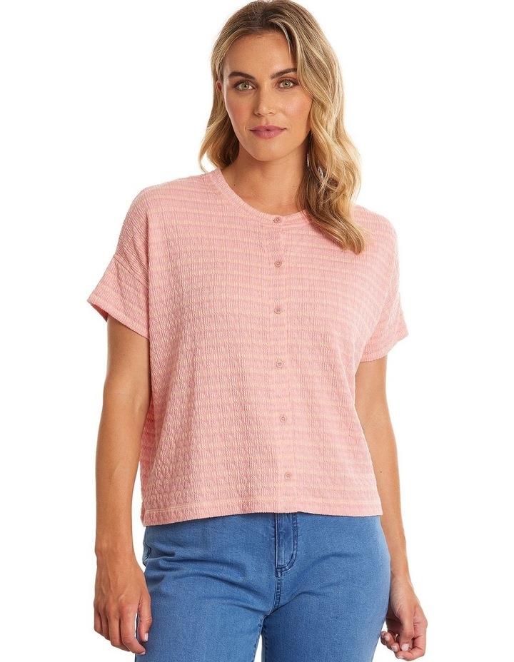 Marco Polo Two Way Textured Knit Tee in Pink Marle Pink XL