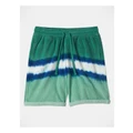 Bauhaus Reverse Terry Towelling Pull On Shorts in Teal 10