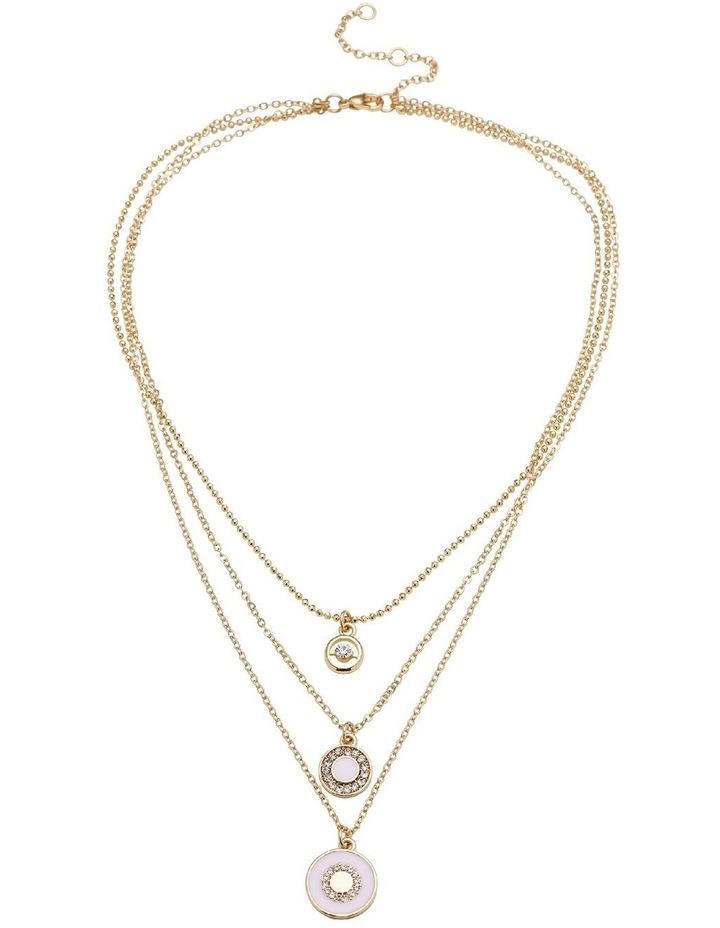 Marcs Circle Charm Layered Necklace in Pale Pink