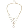 Marcs Circle Charm Layered Necklace in Pale Pink