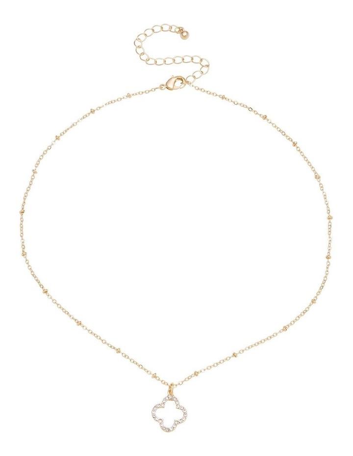 Marcs Clover Window Necklace in Crystal/Gold