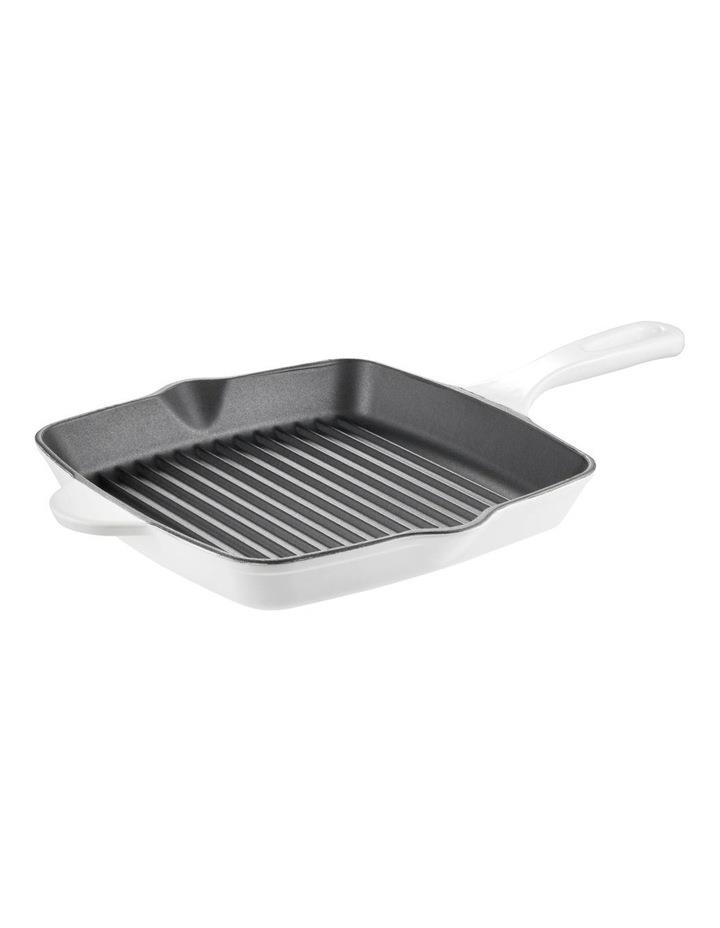 The Cooks Collective Olive Cast Iron Grill Pan 26cm in White