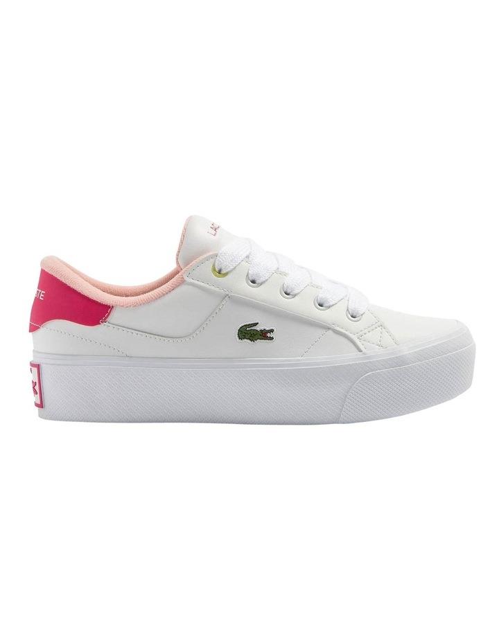 Lacoste Ziane Platform Leather Sneaker in White/Pink White 5