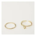 Piper Fine Clover Charm Ring 2pk in Gold S-M