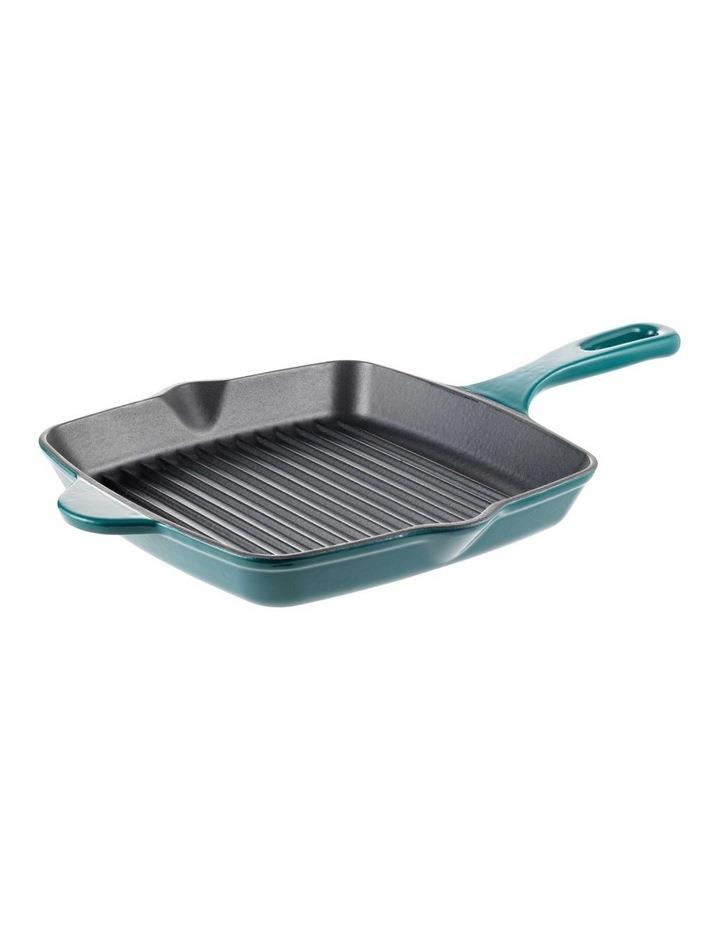 The Cooks Collective Olive Cast Iron Grill Pan 26cm in Teal