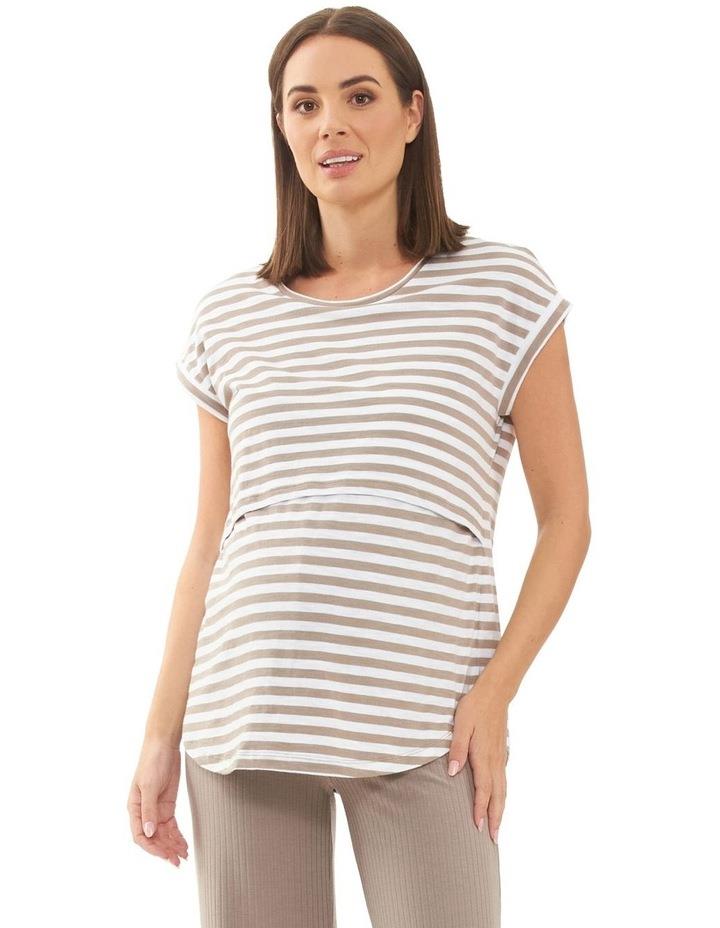 Ripe Lionel Nursing Tee in Taupe/White Assorted XS