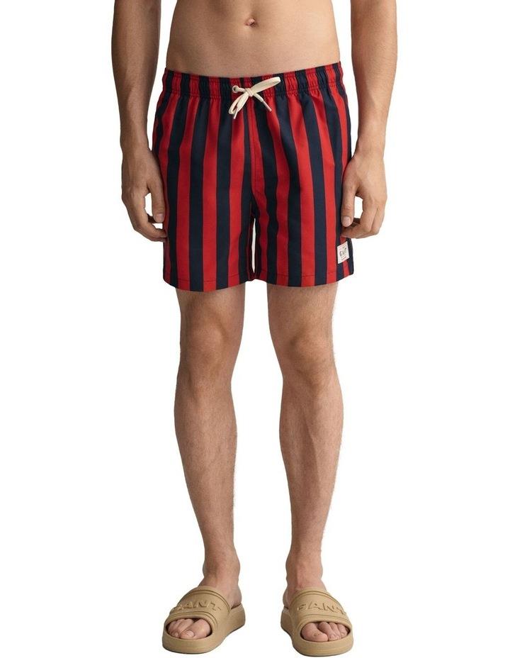 Gant Classic Fit Block Stripe Swim Shorts in Ruby Red M