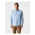 Trenery Regular Fit Delave Linen Long Sleeve Shirt in Fresh Blue M