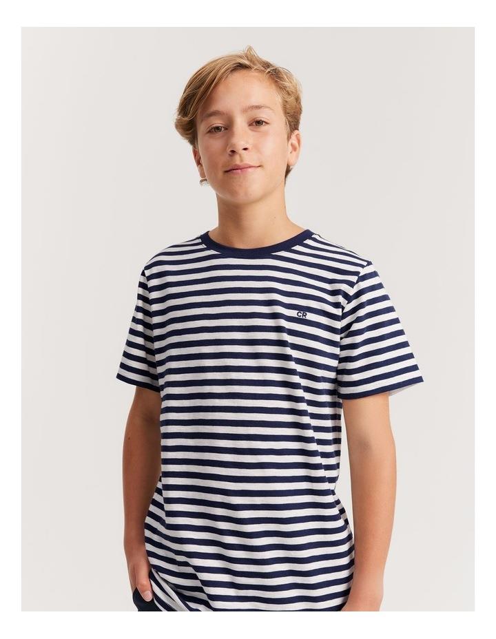 Country Road Teen Recycled Cotton Blend Stripe T-shirt in Navy Stripe Navy 10