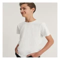 Country Road Teen Recycled Cotton Blend Plain CR Short Sleeve T-shirt in White 8