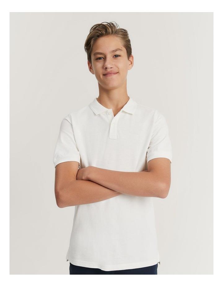 Country Road Teen Recycled Cotton Blend Polo Shirt in Marshmallow White 8