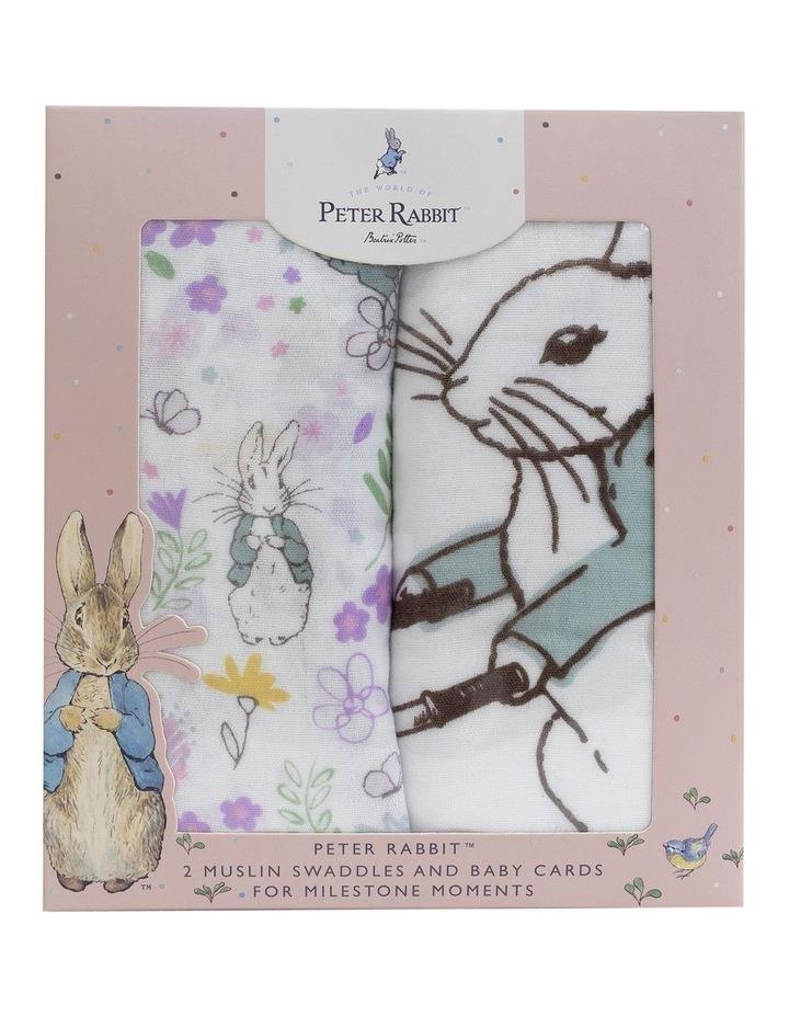 Bubba Blue Peter Rabbit New Adventures Muslin Wraps and Milestone Cards Set 2 Pack in Pink One Size