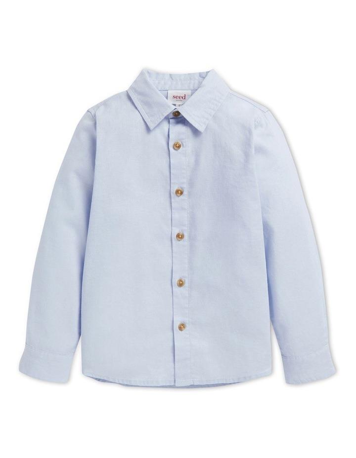 Seed Heritage Core Linen Shirt in Powder Blue Baby Blue 5