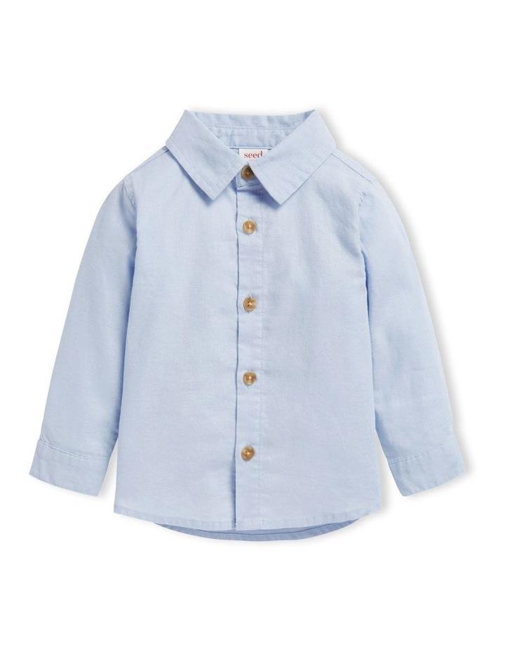 Seed Heritage Core Linen Shirt in Powder Blue 0