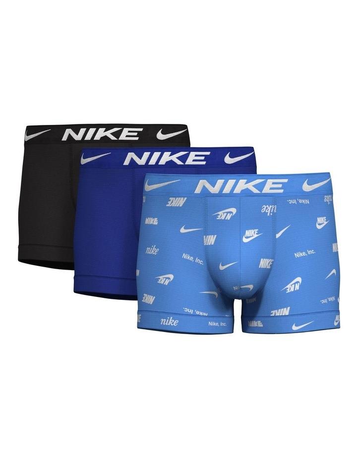 Nike Dri Fit Essential Micro Logo Print Trunks 3 Pack in Multi Blue S