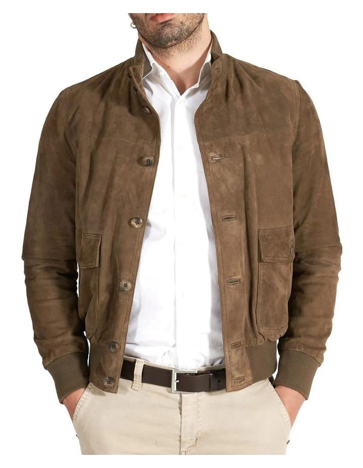 Mckinnon Suede Leather Button Bomber Jacket Taupe 52