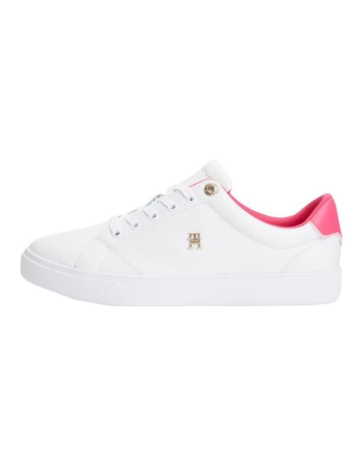 Tommy Hilfiger Elevated Essential Court Sneaker in White/Bright Cerise White 36