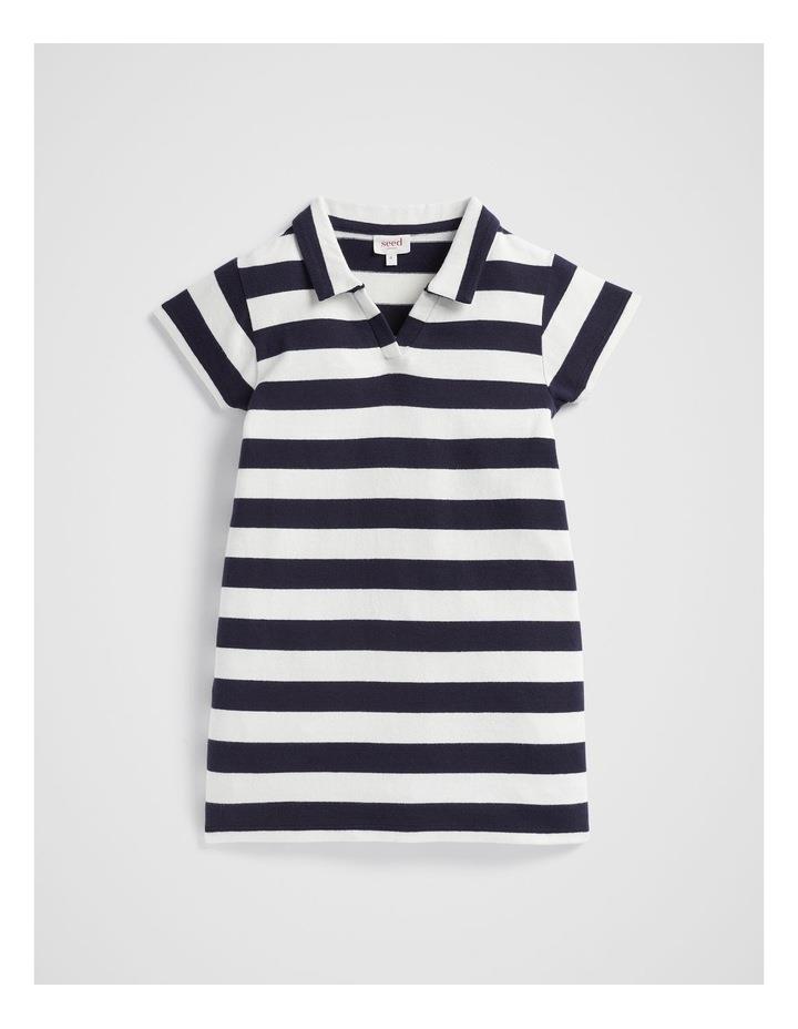 Seed Heritage Core Rugby Dress in Midnight Stripe Navy 2