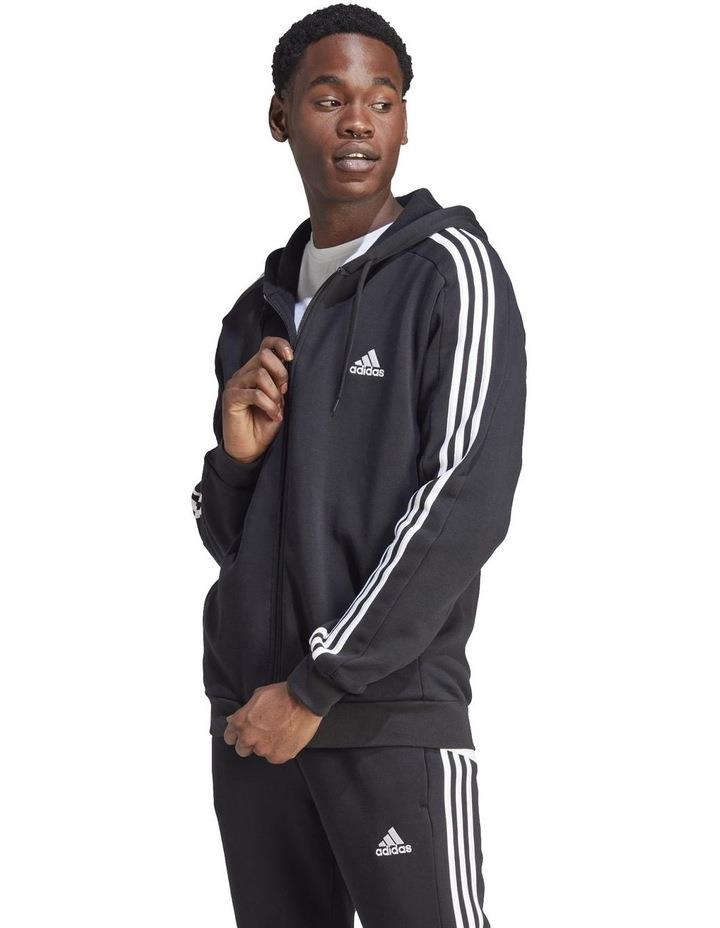 adidas Essentials Fleece 3 Stripes Full Zip Hoodie in Black S