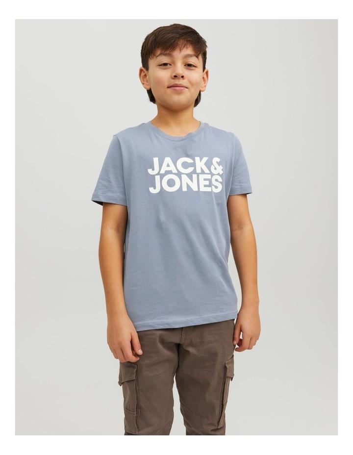Jack & Jones Junior Corp Logo T-shirt in Flint Stone Lt Blue 16