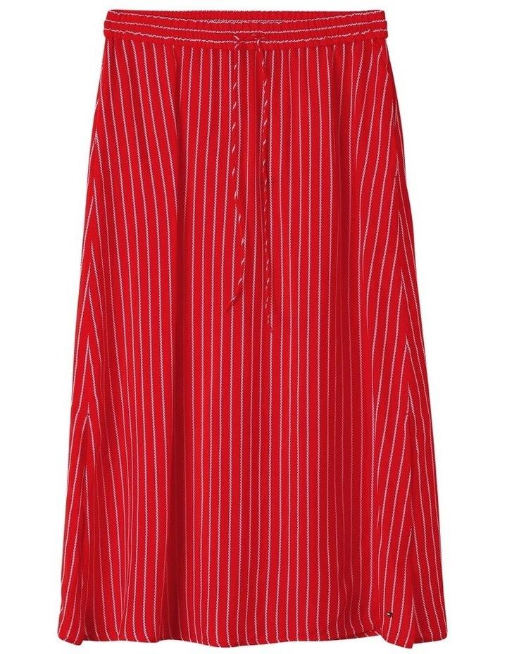 Tommy Hilfiger Cupro Midi Skirt in Rope Stripe Fireworks Red 34