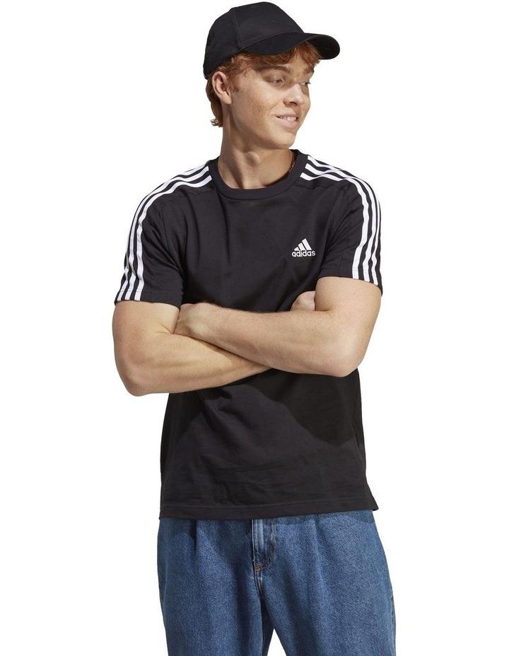 adidas Essentials Single Jersey 3-Stripes T-shirt in Black/White Black XL