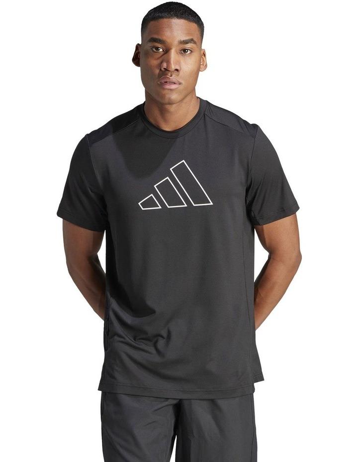 adidas Train Icons Big Logo Training T-shirt in Black/White Black XL