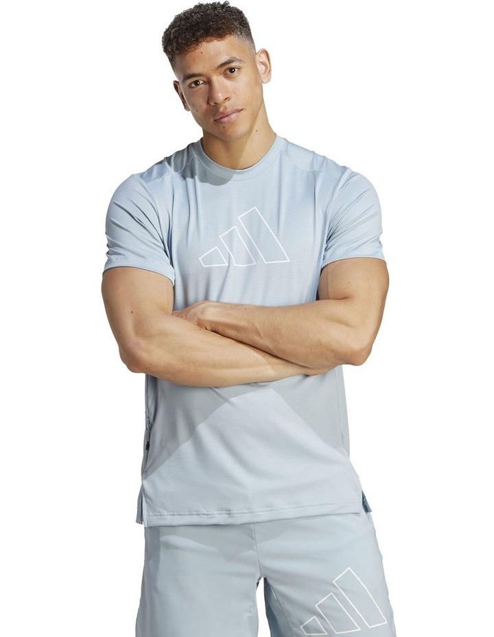 adidas Train Icons Big Logo Training T-shirt in Wonder Blue/White Blue S