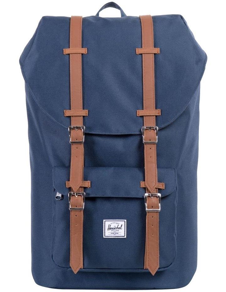 Herschel Little America Synthetic Leather 25L Backpack in Navy/ Tan Navy One Size
