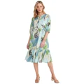 Yarra Trail Palm Print Dress in Blues/Greens Assorted 12
