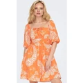 ONLY Bella 2/4 Linen Dress in Orange XS