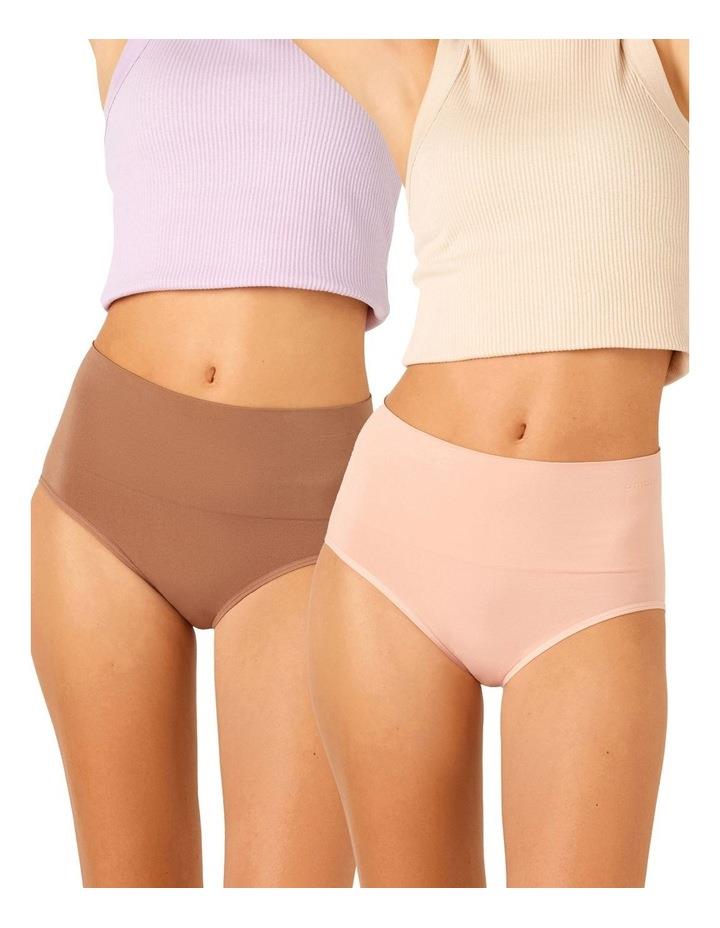 Ambra Seamless Smoothies Full Brief 2 Pair Pack in Almond/Sunset Sand Chocolate 12-14