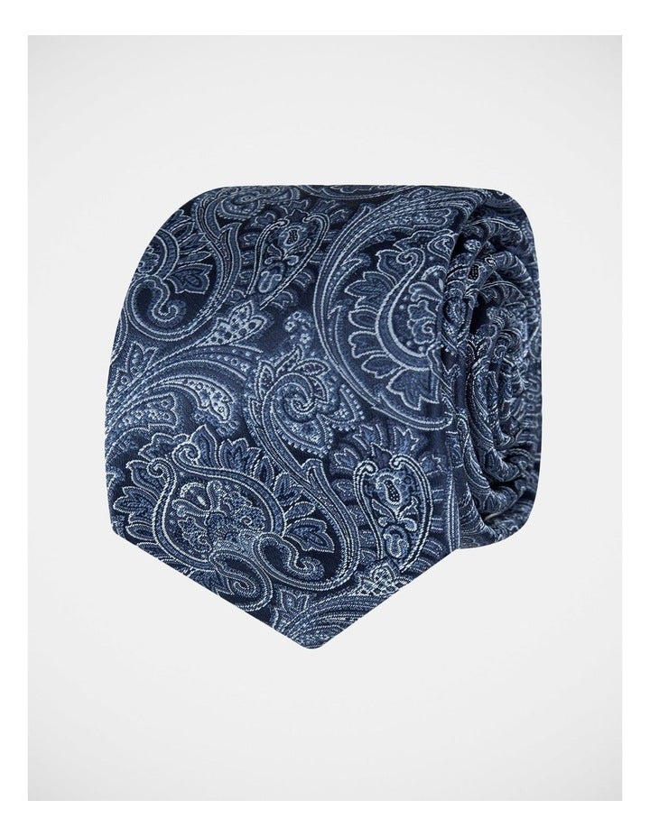 Blaq Paisley Poly Tie in Navy Assorted One Size