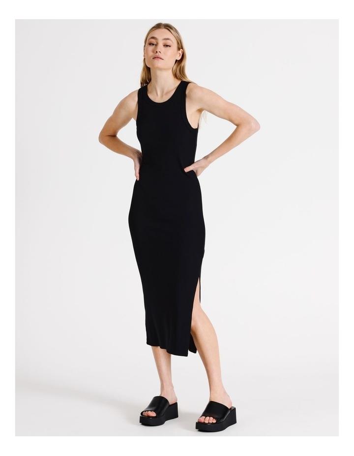 Miss Shop Eco Blend Sleeveless Rib Midi Dress in Black S