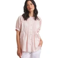 Marco Polo Elbow Pin Tuck Shirt in Dusk Pink 12