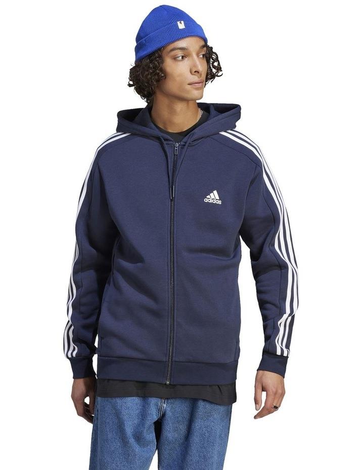 Adidas Essentials Fleece 3-Stripes Full-Zip Hoodie in Legend Ink Navy M