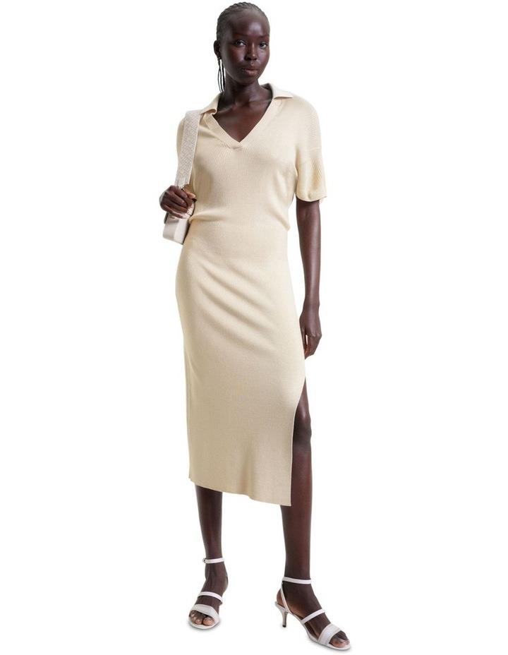 Tommy Hilfiger Open Polo Blousson Short Sleeve Midi Dress in Classic Beige S