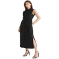 Calvin Klein Tencel Sleeveless Shirt Dress in Black 36