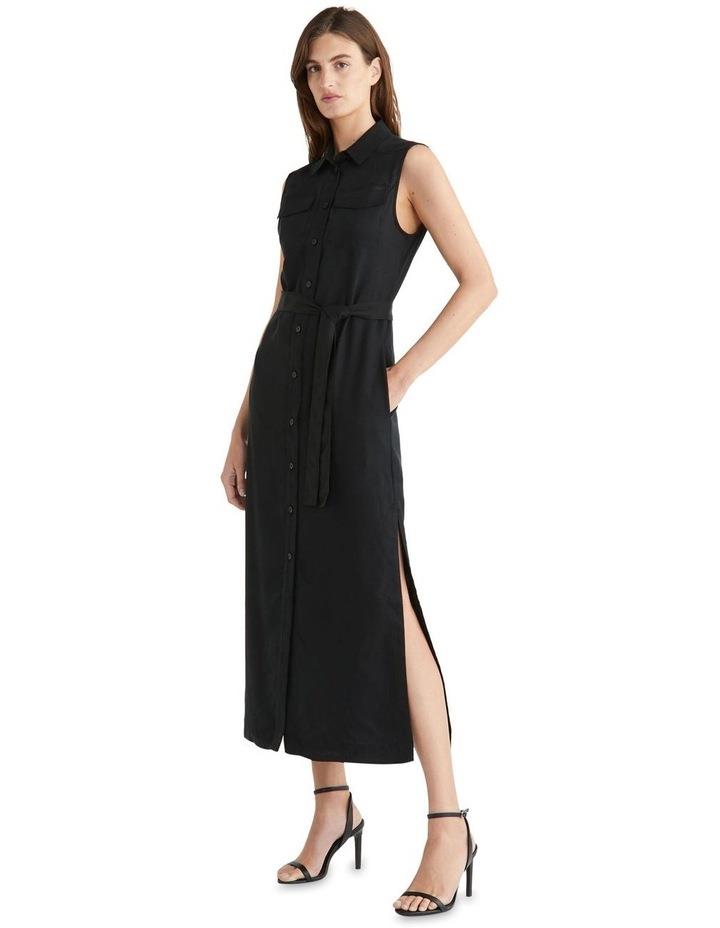 Calvin Klein Tencel Sleeveless Shirt Dress in Black 38