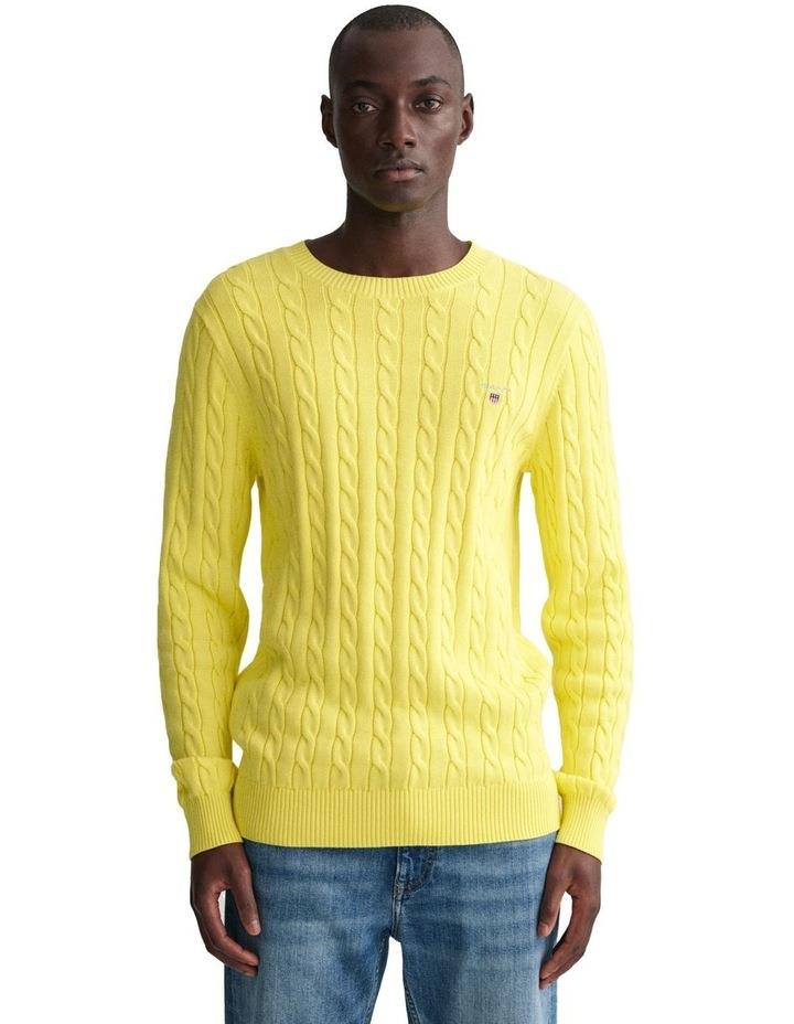 Gant Cotton Cable Knit Crew Neck Sweater in Yellow S