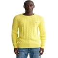 Gant Cotton Cable Knit Crew Neck Sweater in Yellow M