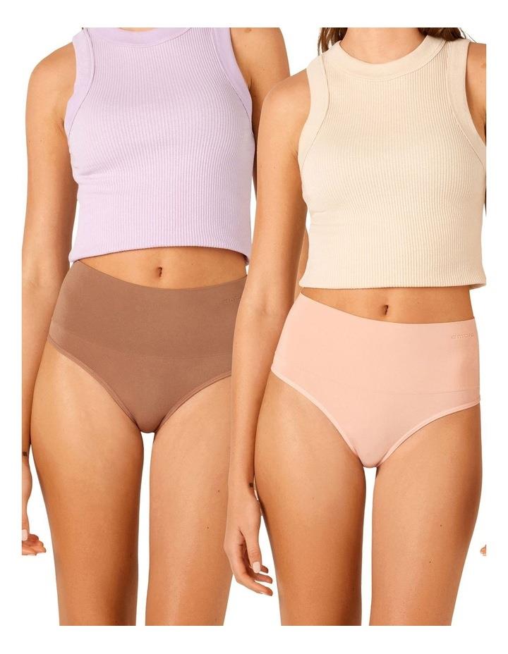 Ambra Seamless Smoothies G-String 2 Pair Pack in Almond/Sunset Sand Chocolate 8-10